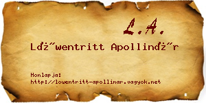 Löwentritt Apollinár névjegykártya